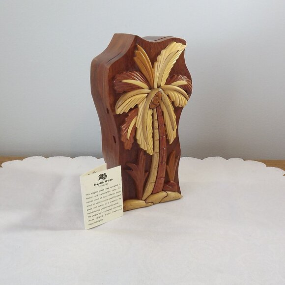 Island Wood Other - Wooden Palm Tree Puzzle Box
